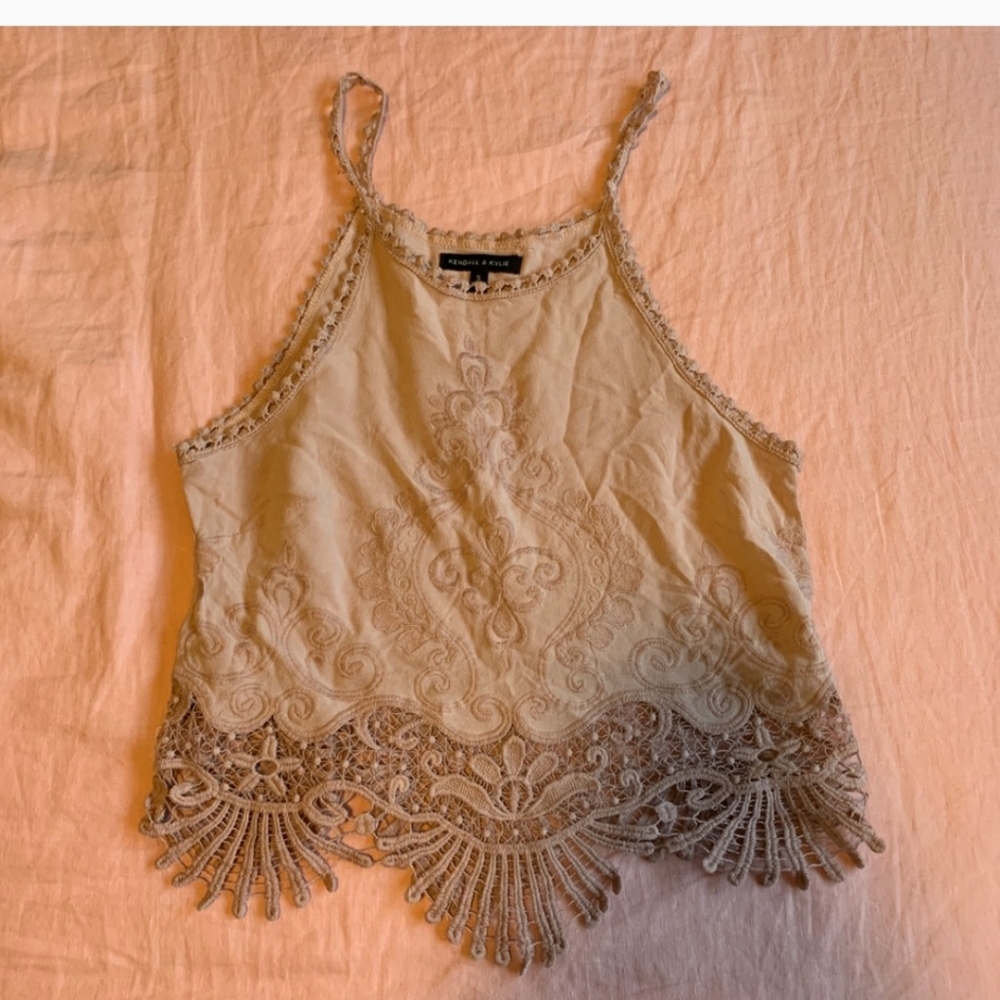 CUTE BOHO TANK TOP PALE BLUSH TAN
